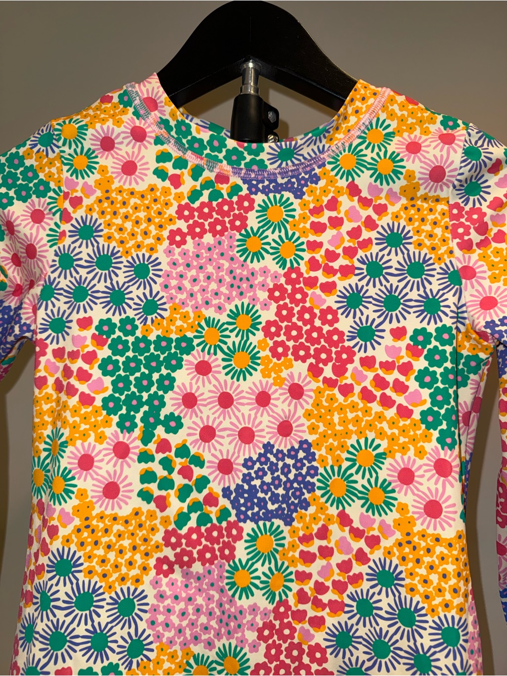 Hanna Andersson Rashguard With “Swirly Floral On Ecru” Pattern, Size 10, Euc — image 2 of 4